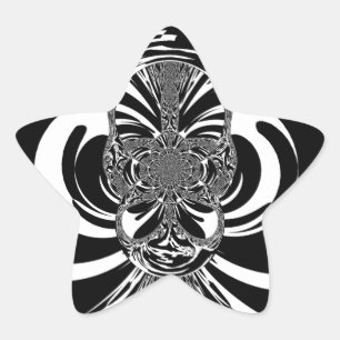 Schöne phantastische afrikanische Schwarzweißkunst Stern-Aufkleber