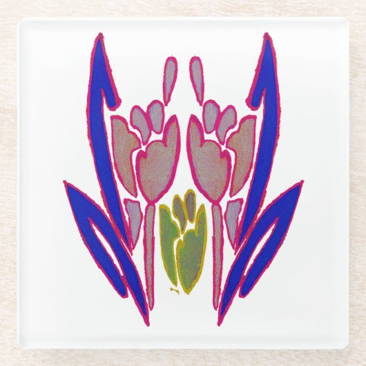 Schöne Phantastische Blauer und Lila Rote Rose Glasuntersetzer (Vorderseite)