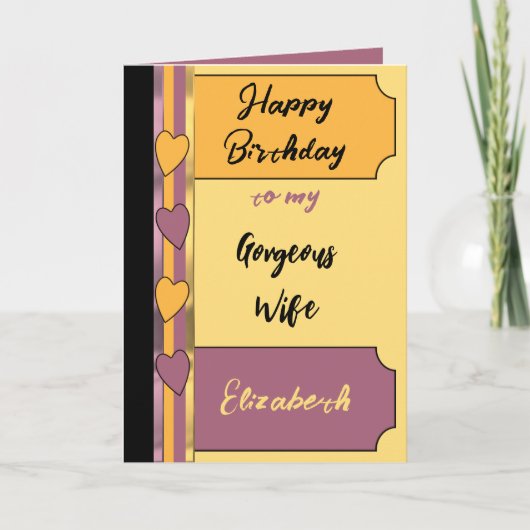 Schöne phantastische Ehefrau lila-orange Geburtsta Karte (Vorderseite)