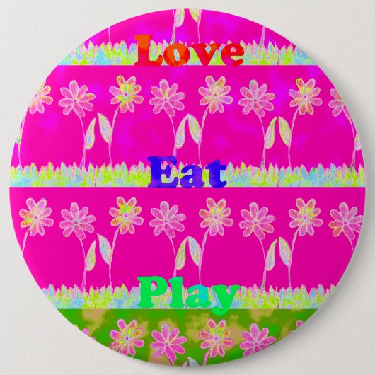 Schöne phantastische Flora Text Zitat Design Button (Vorderseite)