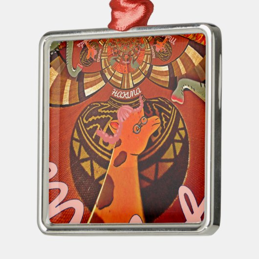 Schöne Phantastische Giraffe Liebe Safari Tiere Ornament Aus Metall (Links)