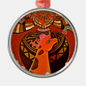 Schöne Phantastische Giraffe Liebe Safari Tiere Ornament Aus Metall (Vorne)