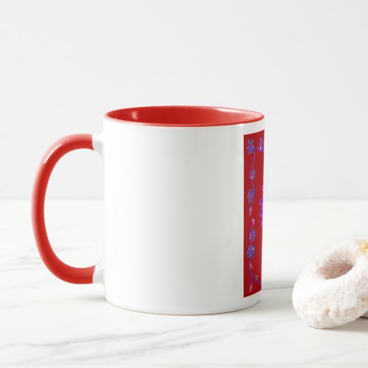 Schöne Phantastische indische Motif Mehndi Maroon Tasse (Mit Donut)