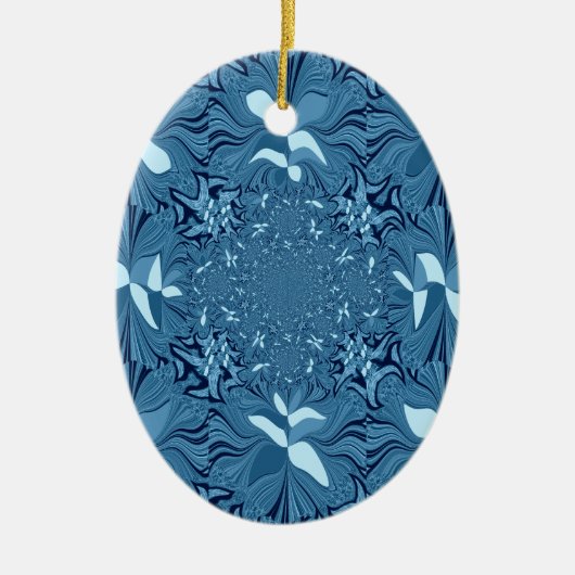 Schöne Phantastische Iridescent Blue Kaleidoskop K Keramikornament (Vorne)