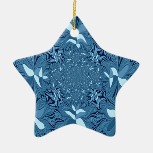 Schöne Phantastische Iridescent Blue Kaleidoskop K Keramikornament (Vorne)