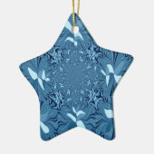 Schöne Phantastische Iridescent Blue Kaleidoskop K Keramikornament (Links)