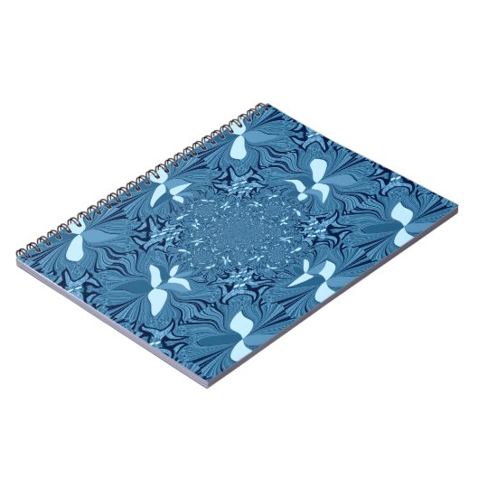 Schöne Phantastische Iridescent Blue Kaleidoskop K Notizblock (Linke Seite)