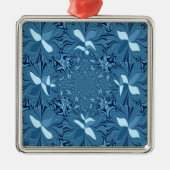 Schöne Phantastische Iridescent Blue Kaleidoskop K Silbernes Ornament (Vorne)