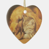 Schöne Phantastische Katze und Hund Cuddling Art P Keramik Ornament (Rechts)