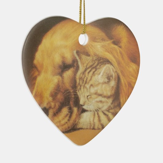 Schöne Phantastische Katze und Hund Cuddling Art P Keramik Ornament (Rechts)