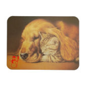 Schöne Phantastische Katze und Hund Cuddling Art P Magnet (Horizontal)
