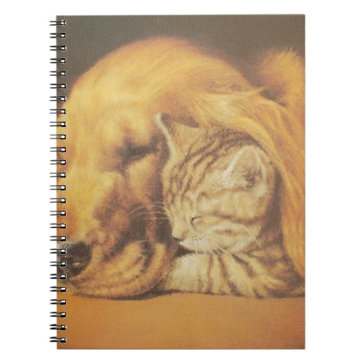 Schöne Phantastische Katze und Hund Cuddling Art P Notizblock (Vorderseite)