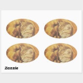 Schöne Phantastische Katze und Hund Cuddling Art P Ovaler Aufkleber (Blatt)