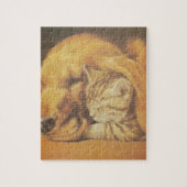 Schöne Phantastische Katze und Hund Cuddling Art P Puzzle (Vertikal)