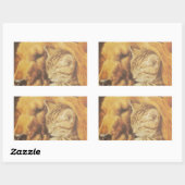 Schöne Phantastische Katze und Hund Cuddling Art P Rechteckiger Aufkleber (Blatt)