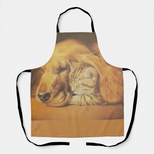 Schöne Phantastische Katze und Hund Cuddling Art P Schürze (Vorderseite)