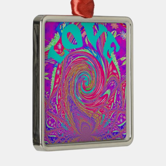 Schöne Phantastische Liebe Whirlpool Text Art Prin Silbernes Ornament (Rechts)