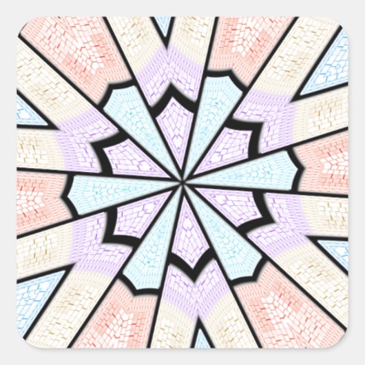 Schöne, Phantastische, pastellfarbene geometrische Quadratischer Aufkleber (Vorderseite)