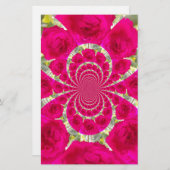 Schöne Phantastische Rote Rosen Kaleidoskop Muster Briefpapier (Vorne/Hinten)