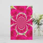 Schöne Phantastische Rote Rosen Kaleidoskop Muster Briefpapier (Stehend Vorderseite)