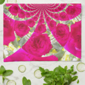 Schöne Phantastische Rote Rosen Kaleidoskop Muster Küchentuch (Gefaltet)