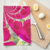 Schöne Phantastische Rote Rosen Kaleidoskop Muster Küchentuch (Viertel Falte)