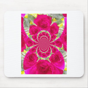Schöne Phantastische Rote Rosen Kaleidoskop Muster Mousepad