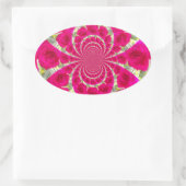 Schöne Phantastische Rote Rosen Kaleidoskop Muster Ovaler Aufkleber (Tasche)