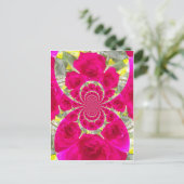 Schöne Phantastische Rote Rosen Kaleidoskop Muster Postkarte (Stehend Vorderseite)