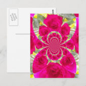 Schöne Phantastische Rote Rosen Kaleidoskop Muster Postkarte (Vorne/Hinten)