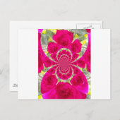 Schöne Phantastische Rote Rosen Kaleidoskop Muster Postkarte (Vorne/Hinten)