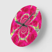 Schöne Phantastische Rote Rosen Kaleidoskop Muster Runde Wanduhr (Winkel)
