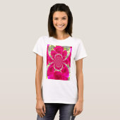Schöne Phantastische Rote Rosen Kaleidoskop Muster T-Shirt (Vorne ganz)