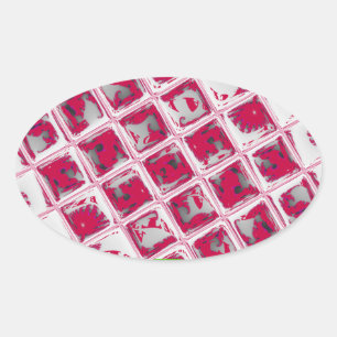 Schöne Phantastische Rote Stilelemente Spiegelbild Ovaler Aufkleber