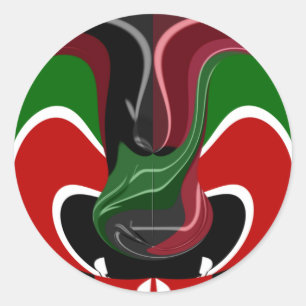 Schöne Phantastische Swirling Kenya Flag: Moderne Runder Aufkleber