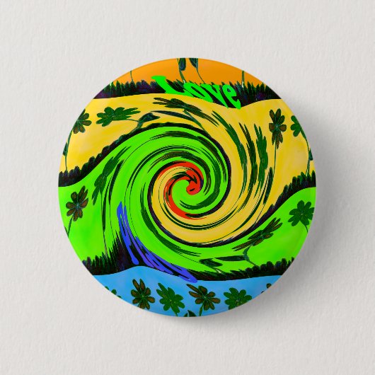 Schöne Phantastische Wavy Summer Wave Floral Color Button (Vorderseite)