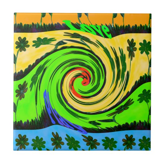 Schöne Phantastische Wavy Summer Wave Floral Color Fliese (Vorderseite)