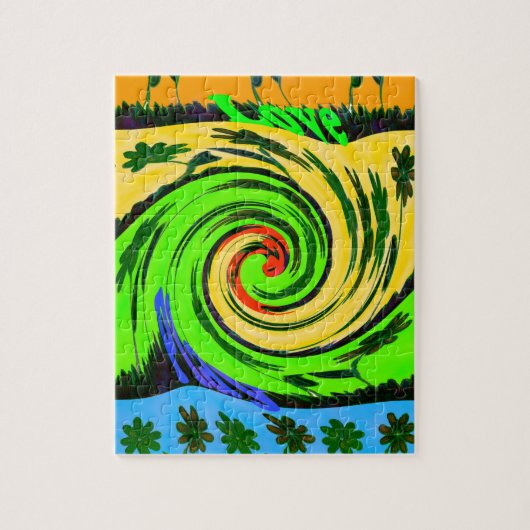 Schöne Phantastische Wavy Summer Wave Floral Color Puzzle (Vertikal)