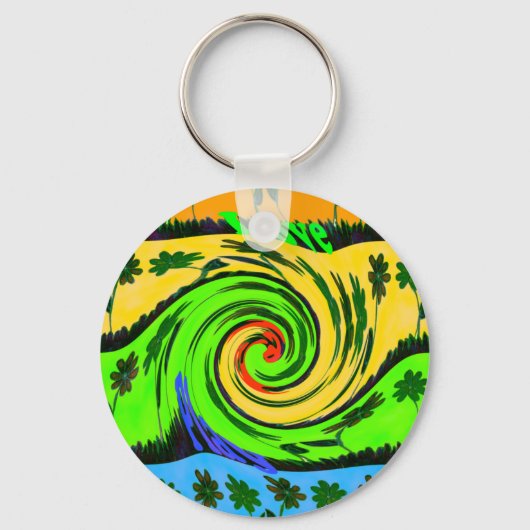 Schöne Phantastische Wavy Summer Wave Floral Color Schlüsselanhänger (Vorderseite)