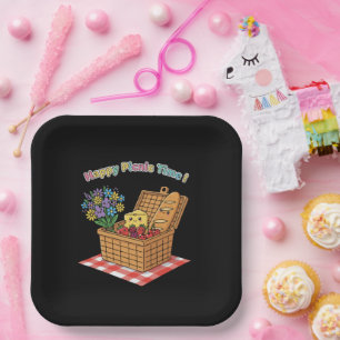 Schöne Picknickzeit! Süße Kawaii-Essen und Blumen Pappteller