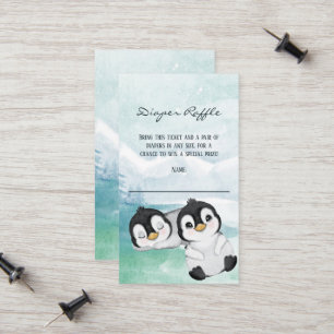 Schöne Pinguine Baby Duschdusche Windeln Raffle Ti Telefonnummerkarte