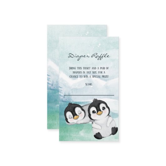Schöne Pinguine Baby Duschdusche Windeln Raffle Ti Telefonnummerkarte (Vorderseite/Rückseite Beispiel)