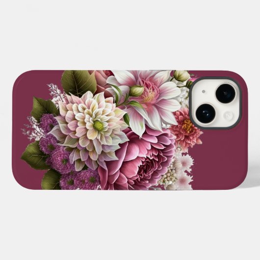 Schöne Pink and Cream Florals iPhone Case (Rückseite (Horizontal))