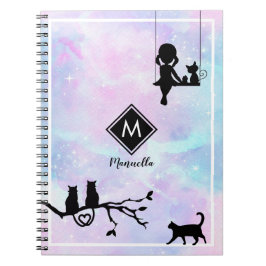 Schöne Pink Aquarell Galaxy Girl Notizblock