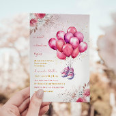 Schöne Pink Balloon Baby Girl Dusche Einladung