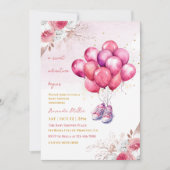 Schöne Pink Balloon Baby Girl Dusche Einladung (Vorderseite)