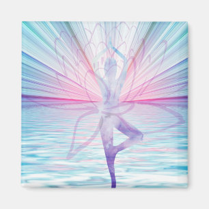 Schöne Pink & Blue Vrikshasana Yoga Magnet