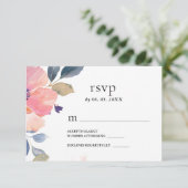 Schöne Pink-Blume Blumenwasser-Hochzeit RSVP Karte (Stehend Vorderseite)