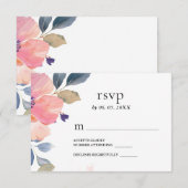 Schöne Pink-Blume Blumenwasser-Hochzeit RSVP Karte (Vorne/Hinten)