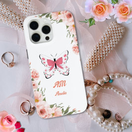 Schöne Pink-Blume Butterfly Girl Name Case-Mate iPhone Hülle